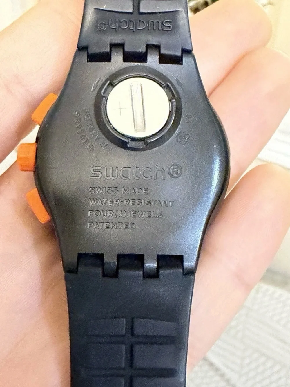 Swatch Nerolino Chronograph Men Watch SUSB408 Black Orange 4 Jewels Swiss Made